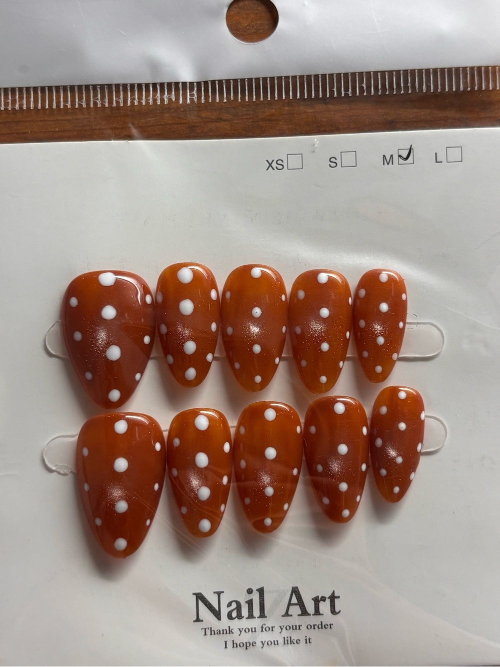 Nail Art Polka Dot Orange Press-On Nail Set